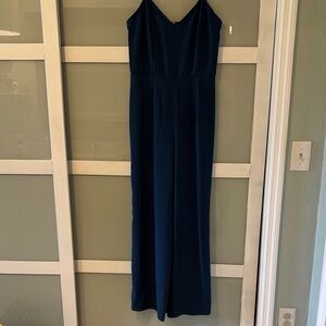 Deep Teal V-Neck Wide-Leg Jumpsuit